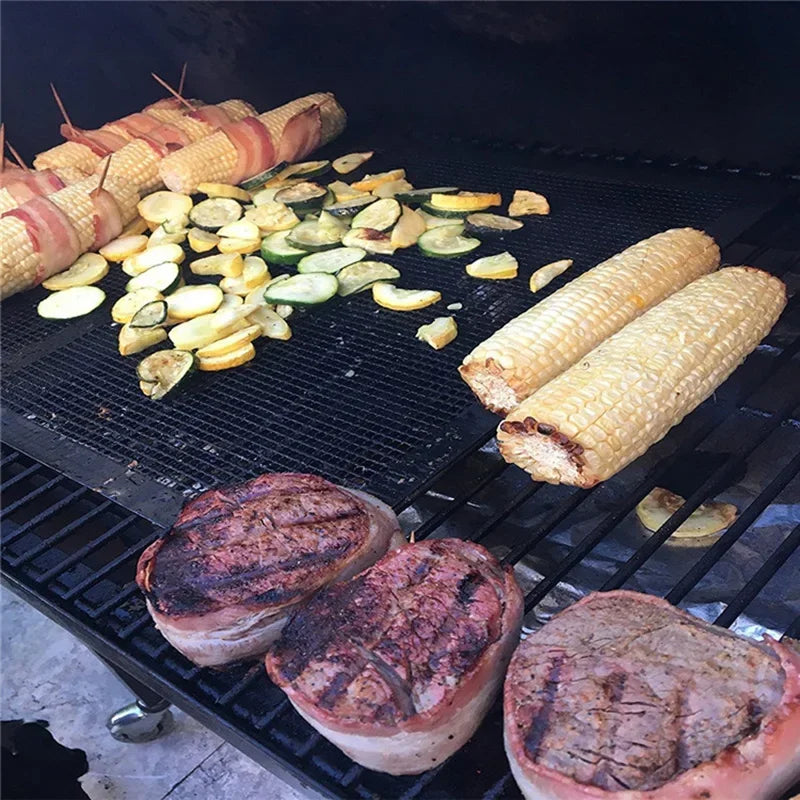 30x40Cm Non-Stick High Temperature Resistant BBQ Grid Pad Barbecue Mesh Reusable Easily Cleaned Cooking Pads Baking Grill Tool Oasis Select