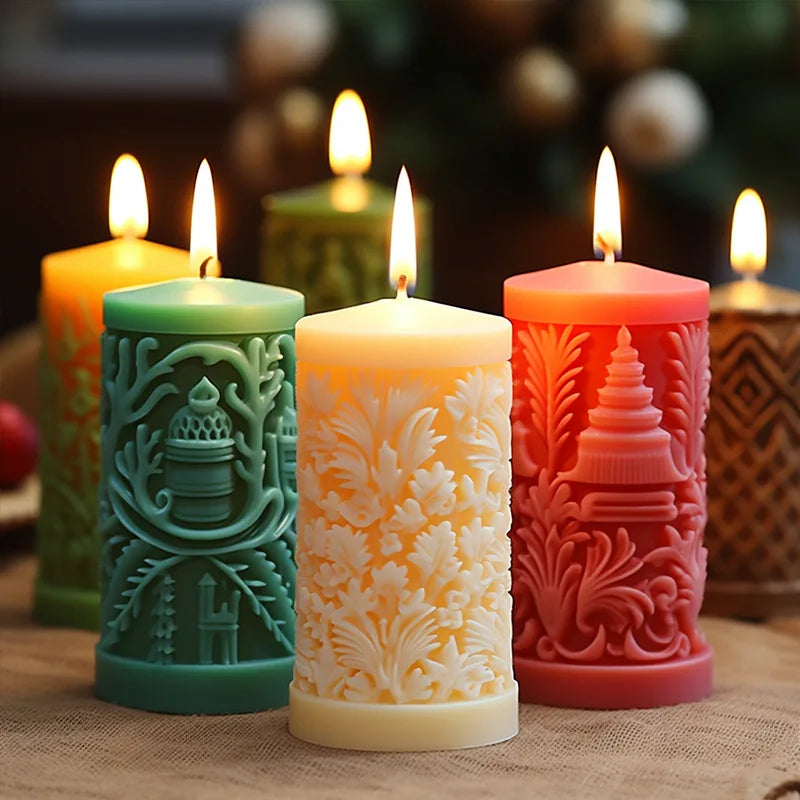 Christmas cylinder aromatherapy candle silicone mold DIY handmade Christmas gift diffuser stone mold Oasis Select