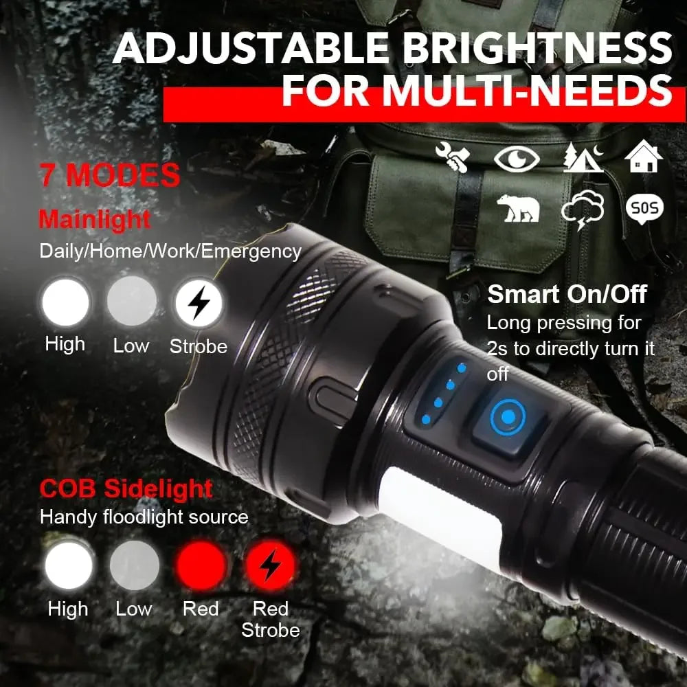 Rechargeable Outdoor Strong Flashlight Super Bright Multi functional Portable Flash light Long Range Shooting Flashlight Oasis Select