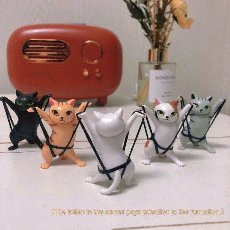 5 PCs Dancing Cat Figure Decoration Animation Cat Model Fashion Toy Enchanting Cat Capsule Toy Doll Cake Decoration Oasis Select