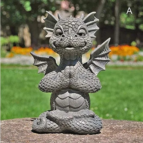 Mini Dinosaur Shape Sculpture Garden Statue Dragon Meditation Statue Lighting Resin Ornament Outdoor Yard Decoration Home Decor Oasis Select Light Grey China Mainland