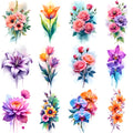 12-Piece Watercolor Dinosaur Temporary Tattoo Stickers
