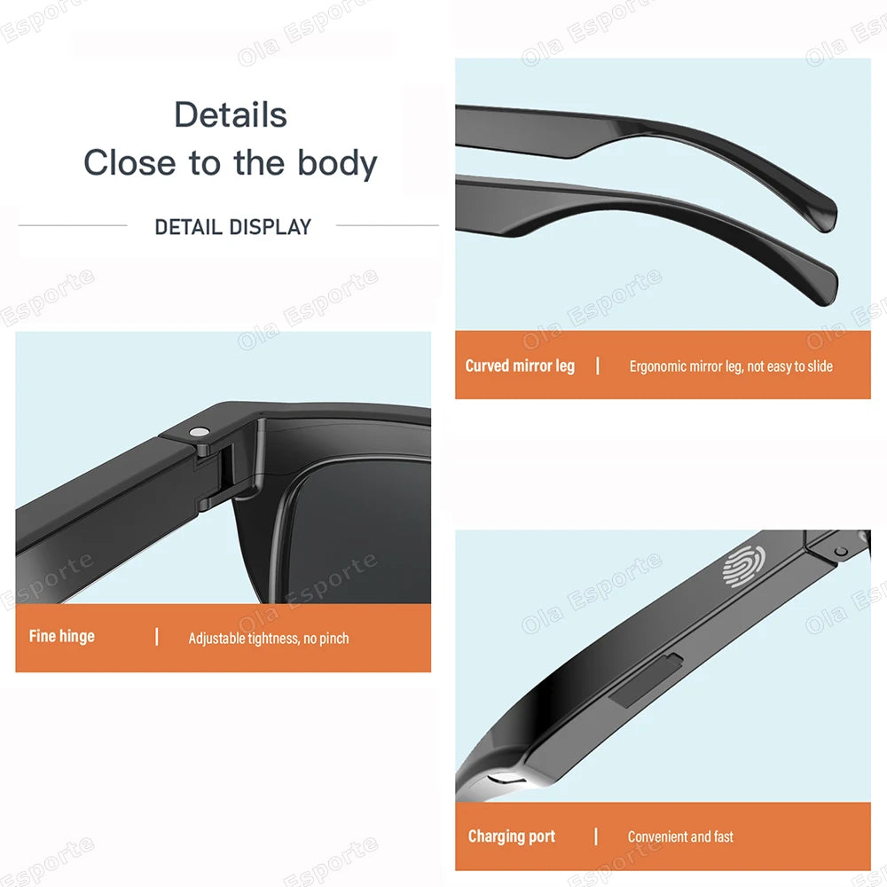 Bluetooth Smart Sunglasses – UV Polarized, Music & Calls