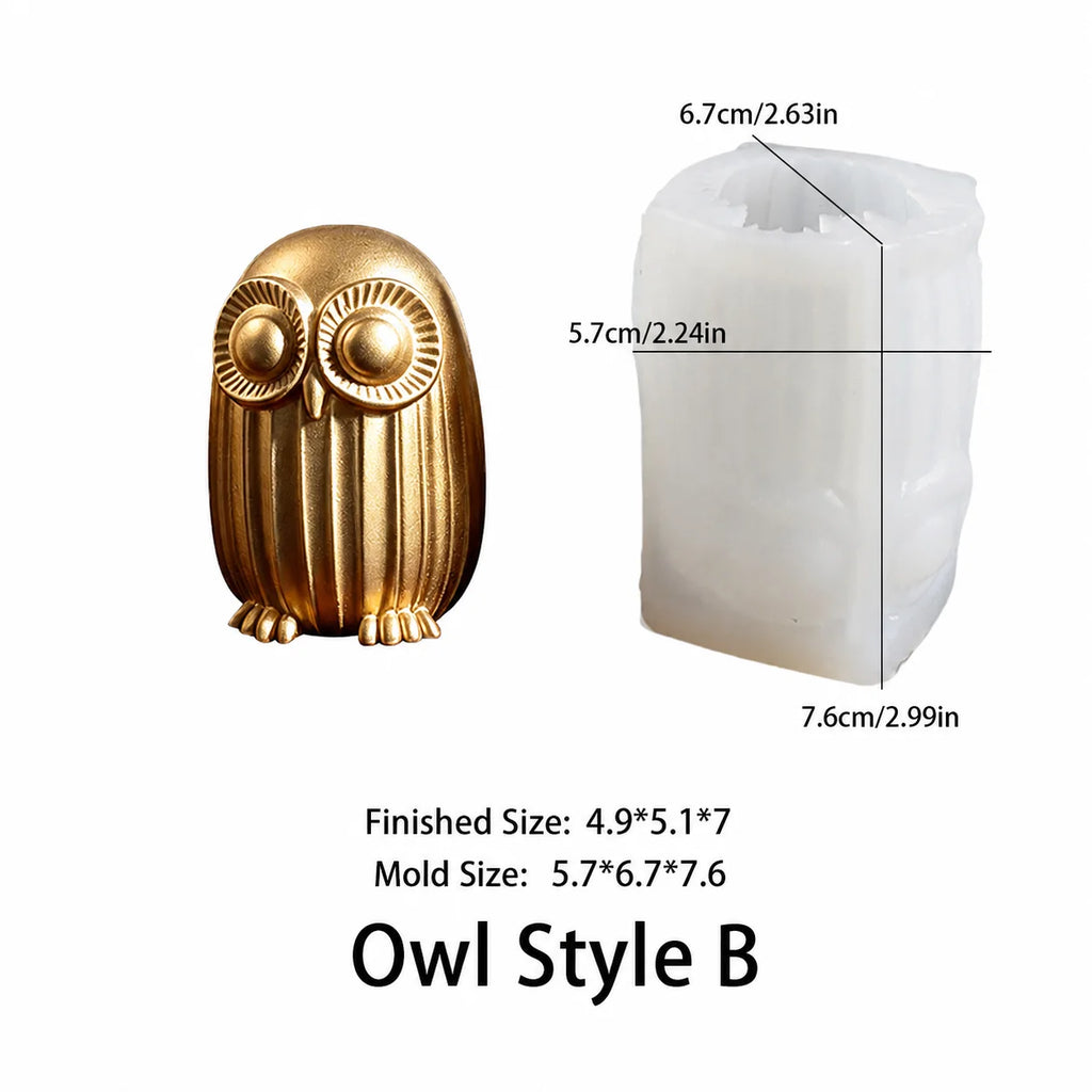 Owl Plaster Mold Translucent Silicone Candle Molds 3d Owl Silicone Mold Compact Owl Candle Mold For Handmade Gift Craft Teaching Oasis Select Clear White Gold B