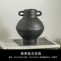 Ins-style Retro Ceramic Vase, Artistic Flower Vase, Living Room Flower Arrangement, Double-ear Pendant, Simple and Elegant Vase Oasis Select Black