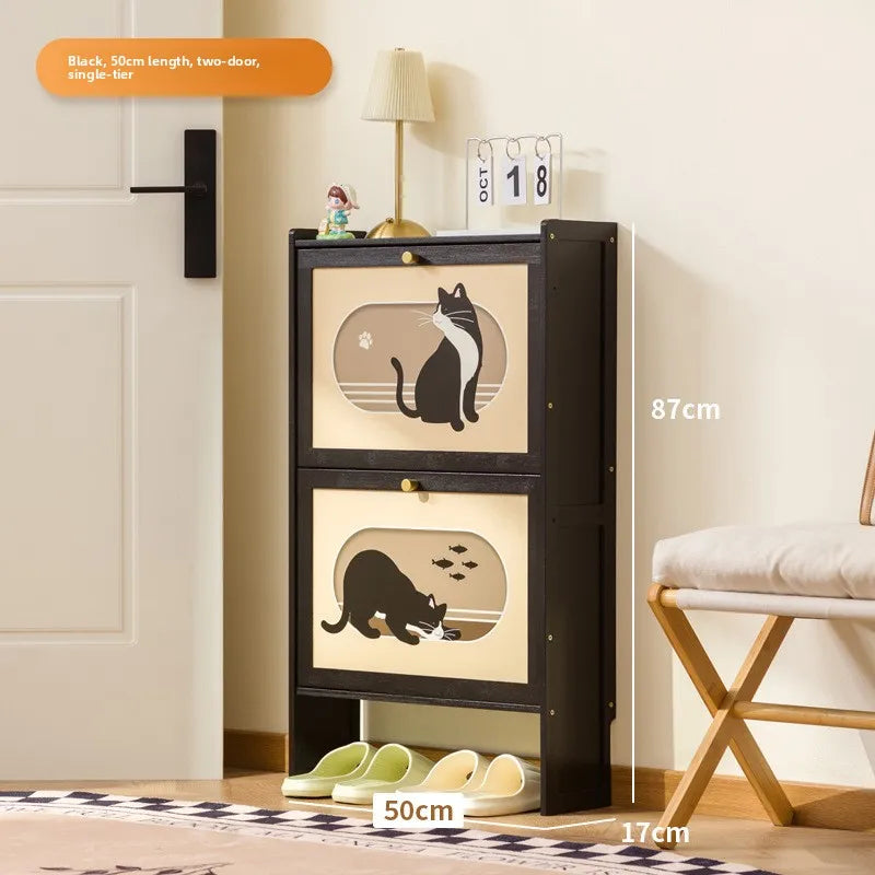 multi-layer strong and durable storage cabinet at the door of the home, good-looking indoor dust-proof Nanzhu shoe cabinet Oasis Select Black 2-50