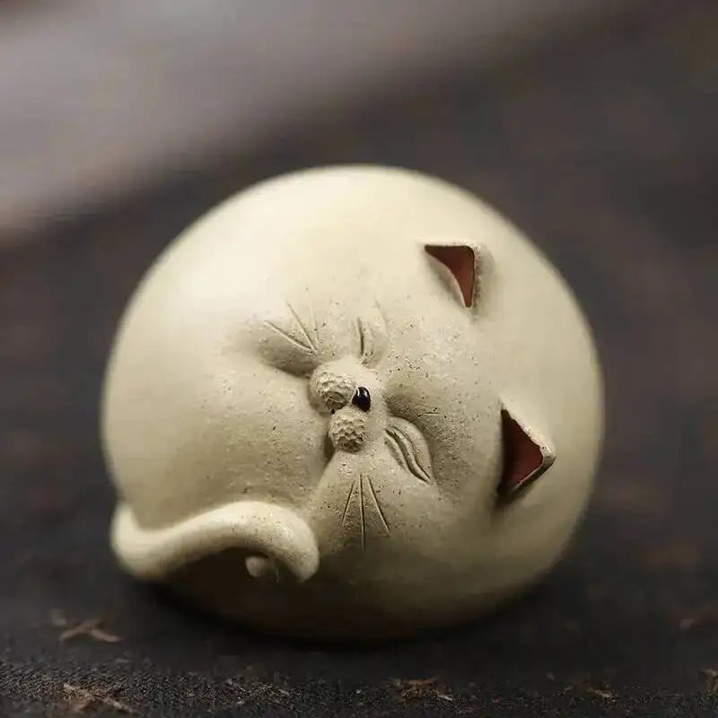 Purple Clay Cute Little Cat Tea Pet Ornament Healing Tea Play Lucky Cat Tea Table Tea Tray Чайные Украшения Oasis Select