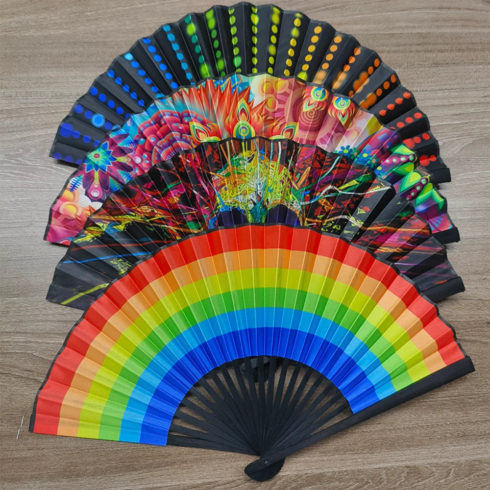 Elegant Leopard Print Folding Fan with Black Frame - Stylish Princess Theme, Lightweight & Portable for Women Oasis Select