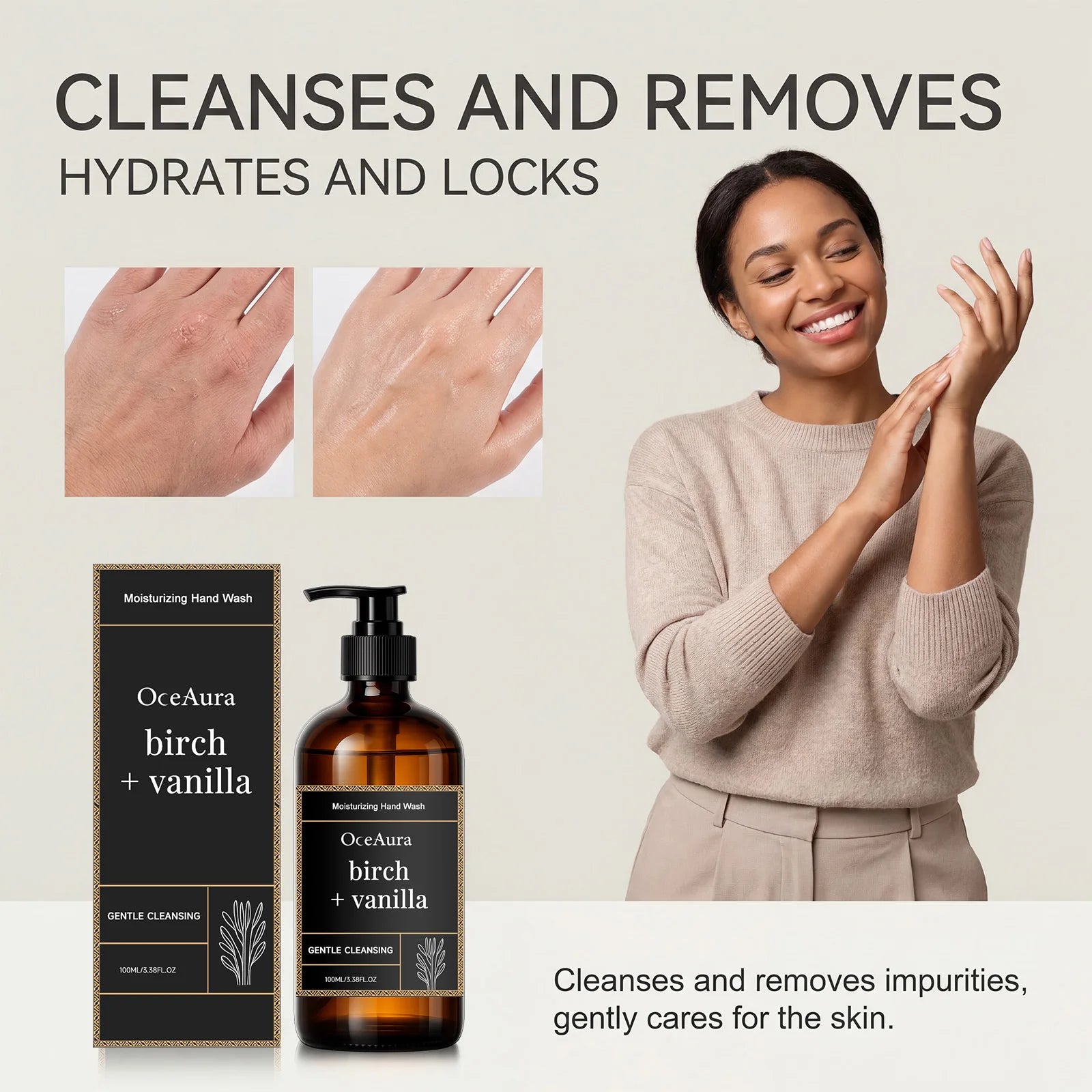 Moisturizing Hand Wash Vanilla Extract Nourishing Liquid Soap Gentle Cleansing Hand Soap for Daily Use Soft Hands Family Care Oasis Select