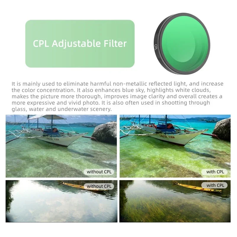 Insta360 GO Ultra Glass Filters – CPL, ND8–ND64, UV & Soft Black
