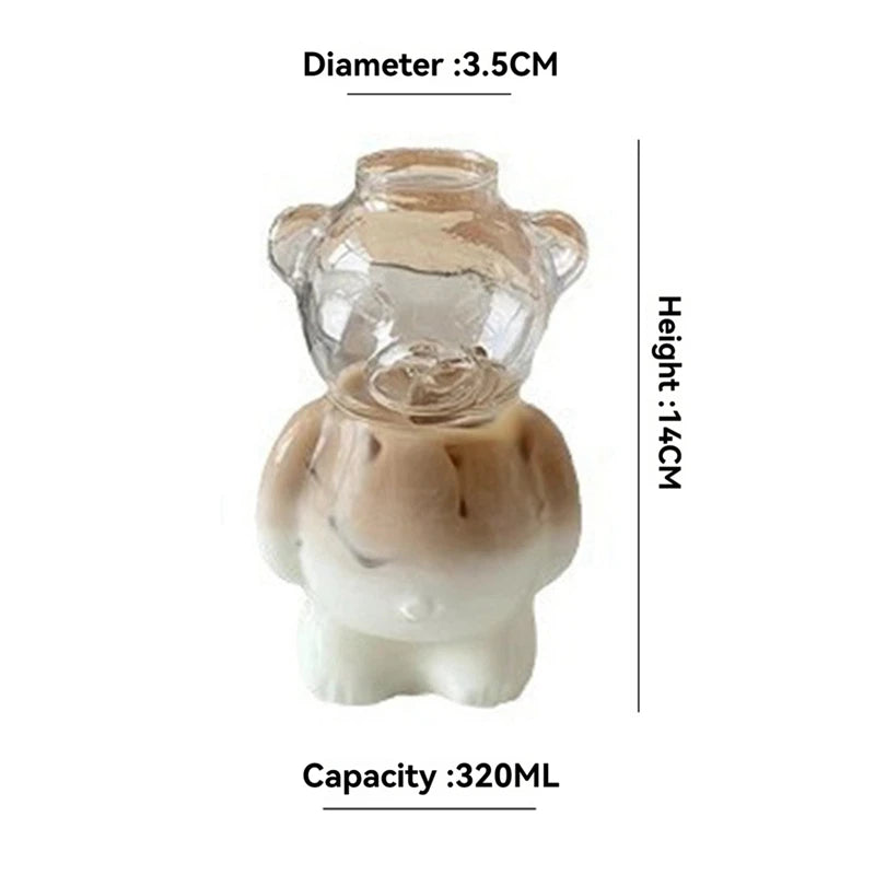 WISH Network Celebrity Restaurant Bear Coffee Cup Cute Cartoon Glass Juice Cup Milk Tea Cup Capacity 320Ml Oasis Select