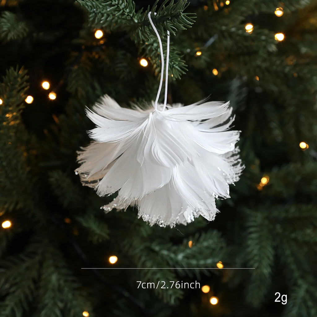 Pink & White Feather Glitter Foam Christmas Ball Ornament