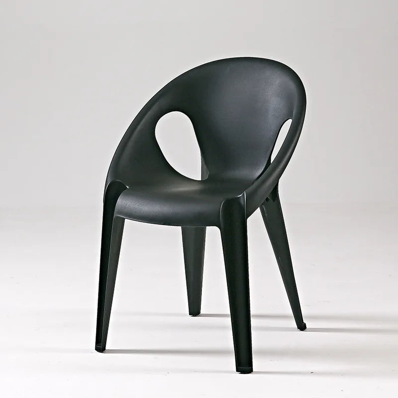 Hollow chair simple light luxury Nordic backrest chair outdoor home thickened casual dining chair rattan chair balcony stool Oasis Select Black 2 pieces