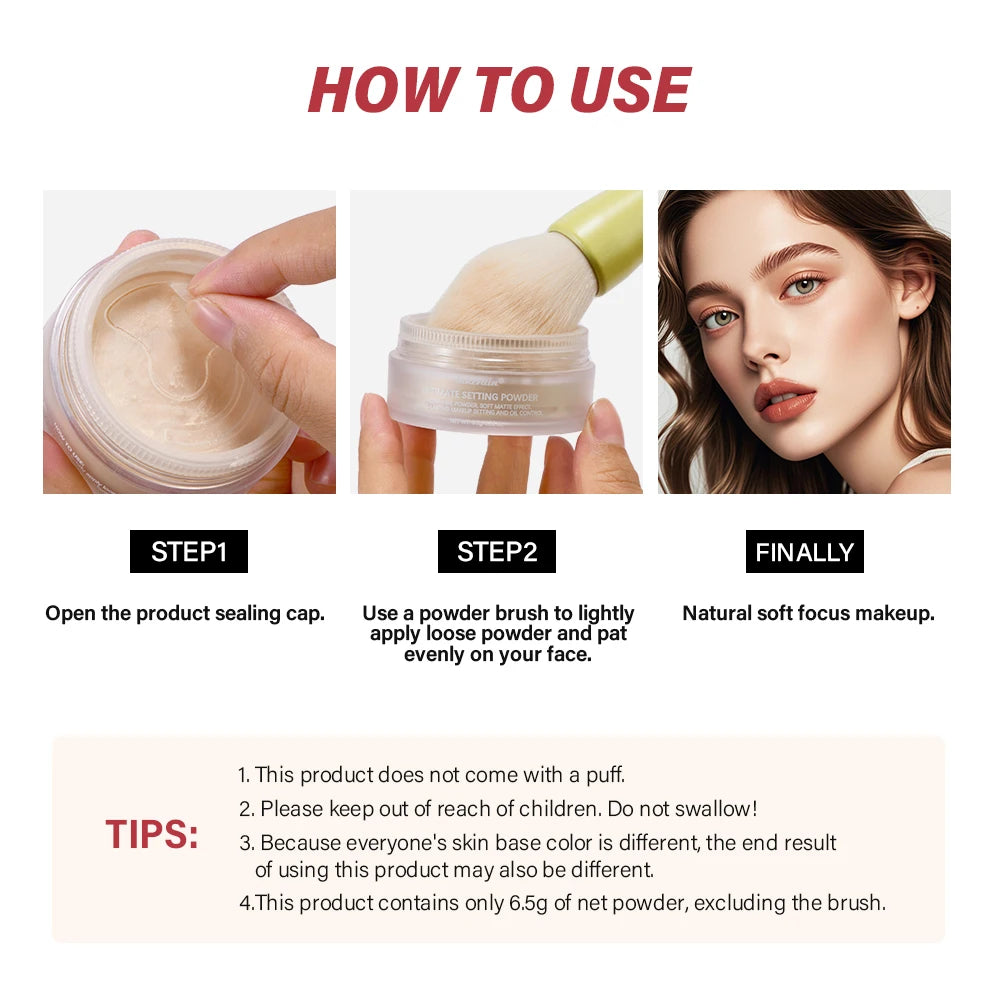 Ultimate Blurring Setting Powderlong-Lasting Setting Soft Matte Finish Oil Control and Makeup Fixation Removal Pore Modification Oasis Select