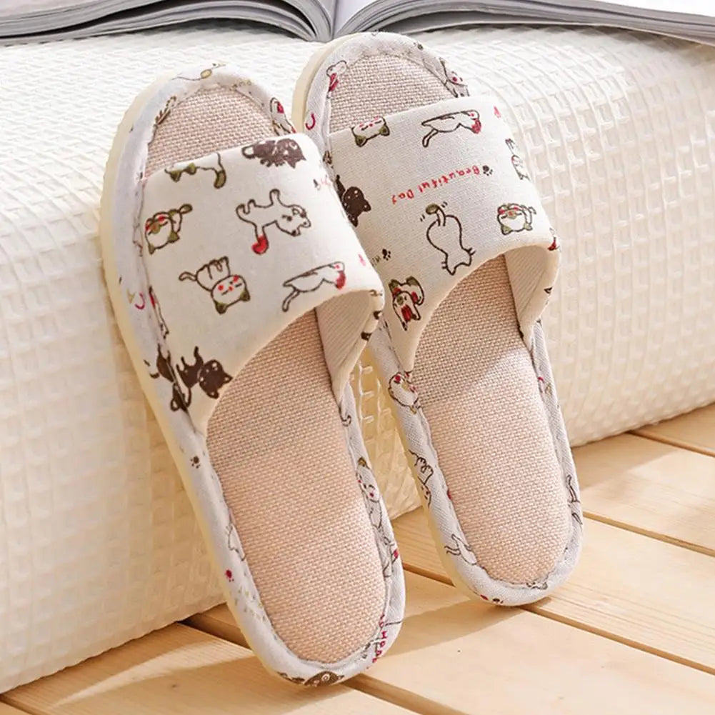 Women Flax Slippers Home Slippers Linen Summer Lightweight Flat Sandal Breathable Comfortable Non-Slip Slides Indoor Men Slipper Oasis Select