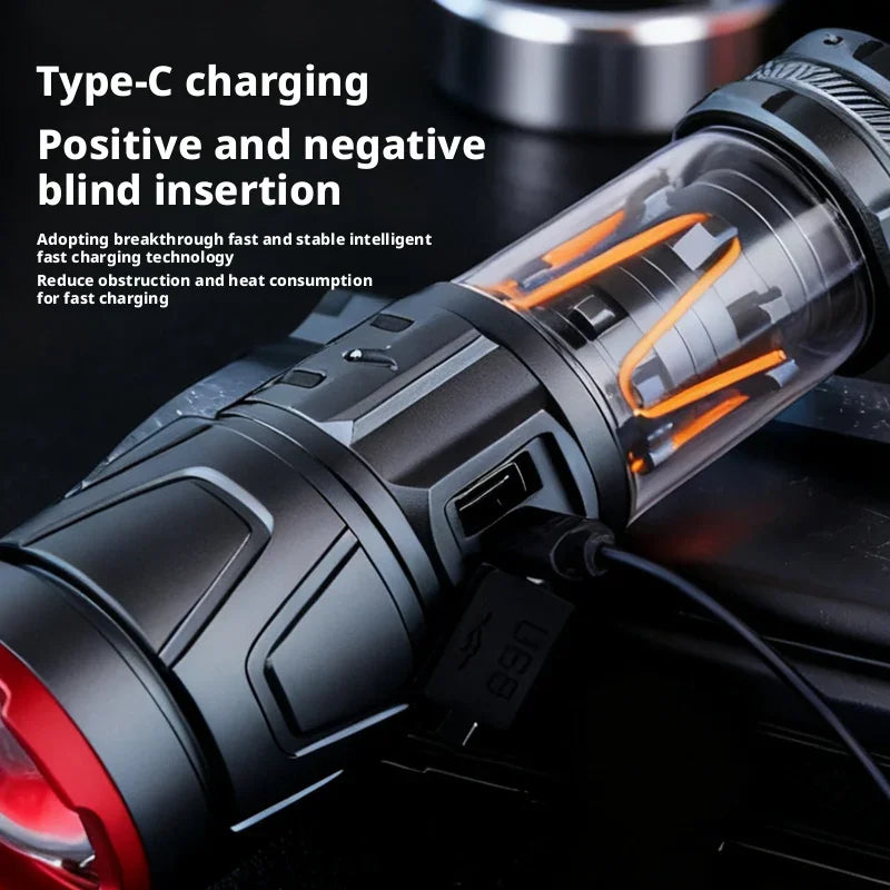 Multi-Functional LED Flashlight High-Brightness Rechargeable USB Emergency Home Use Handheld Torch Light Oasis Select