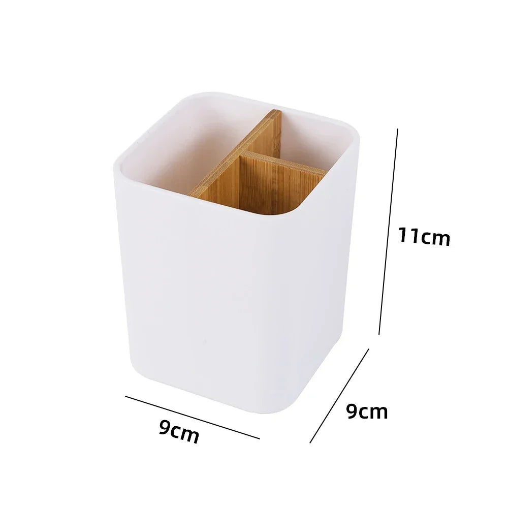 Bamboo Electric toothbrush Holder Razor Makeup Brush Storage Box Toothpaste Toothbrush Stand Bathroom accessories Oasis Select white 3grid