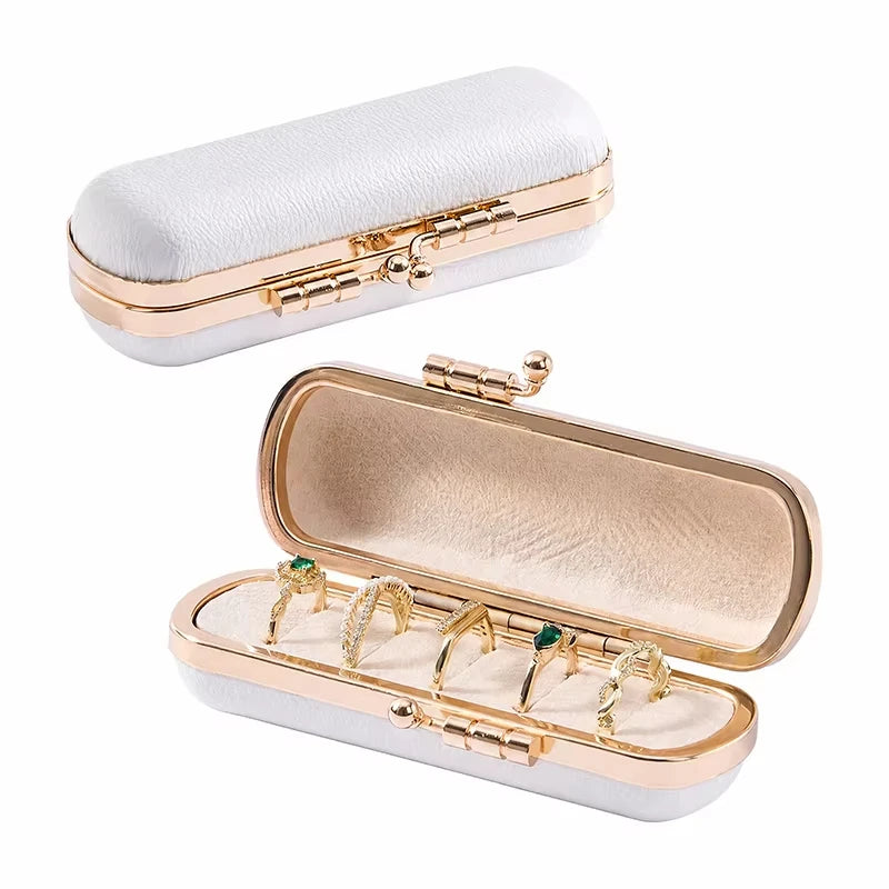 Mini PU Leather Ring Box | 5-Slot Travel Jewelry Organizer