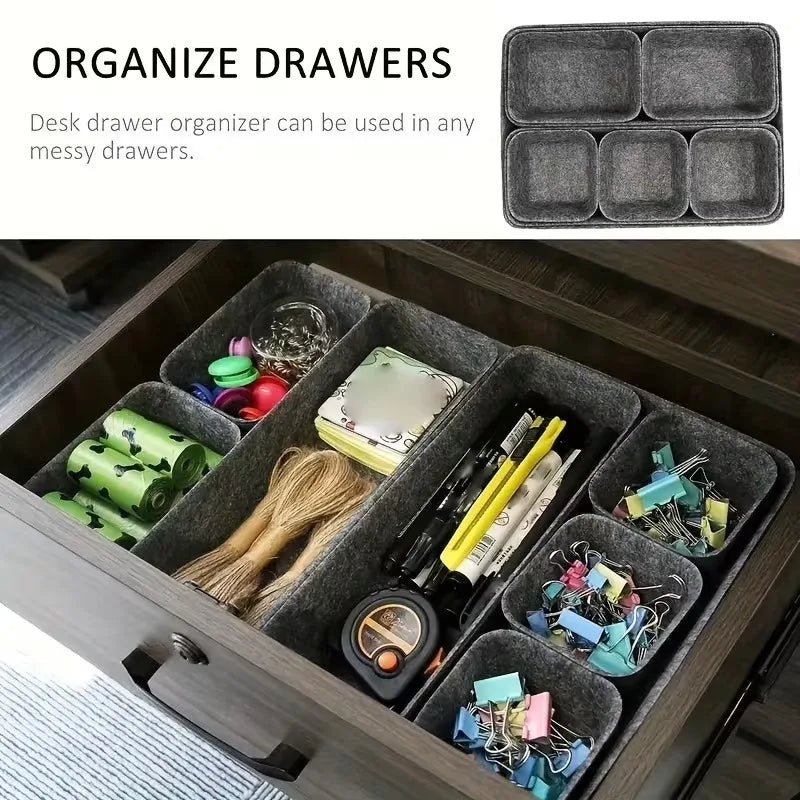 8-Piece Felt Drawer Organizer Set | Desktop & Home Storage