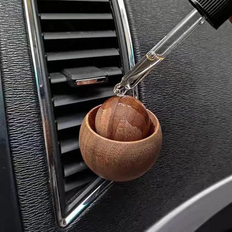 Spherical Wooden Car Essential Oil Diffuser Car Aromatherapy Clip Car Air Freshener Auto Decoration Oasis Select