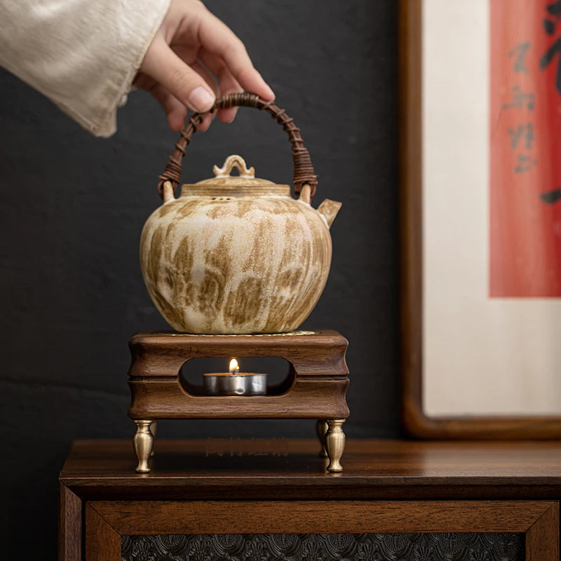 Walnut Tea Stove Light Luxury Modern Luxury Zen Style Insulation Base High-end and Exquisite Tea Ceremony Accessories Oasis Select