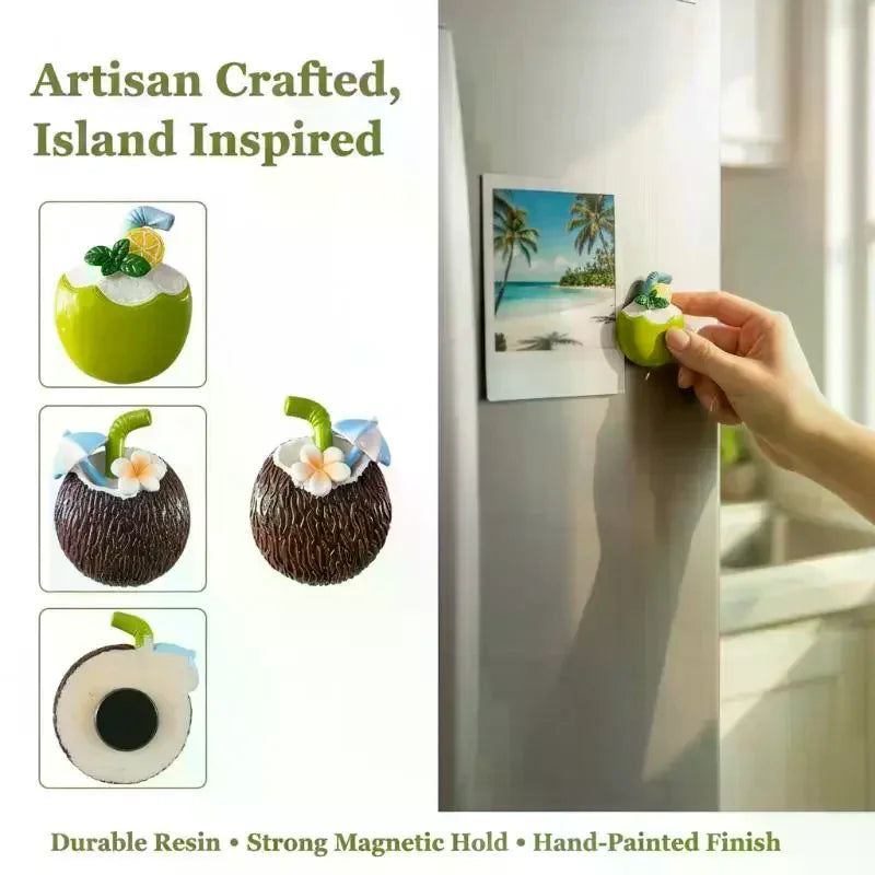 Refrigerator Magnets Cute Resin Refrigerator Sticker Summer Coconut Refrigerator Magnet Sticker Oasis Select