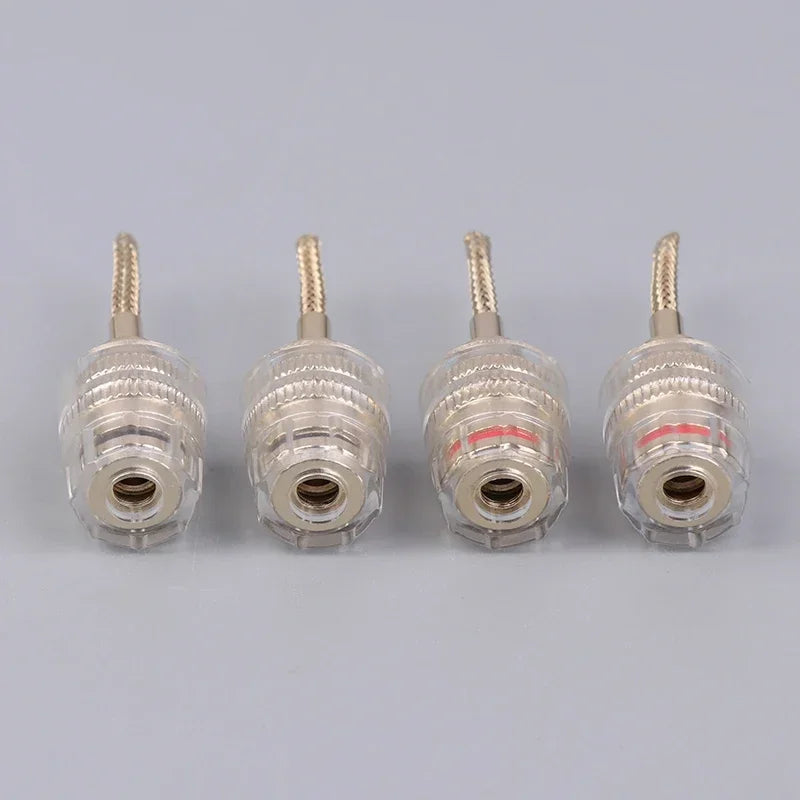 2/4Pcs 4MM Banana Female To 2MM Pin Connector HIFI Cable Adapter Plug Braided Copper Wire Socket Oasis Select