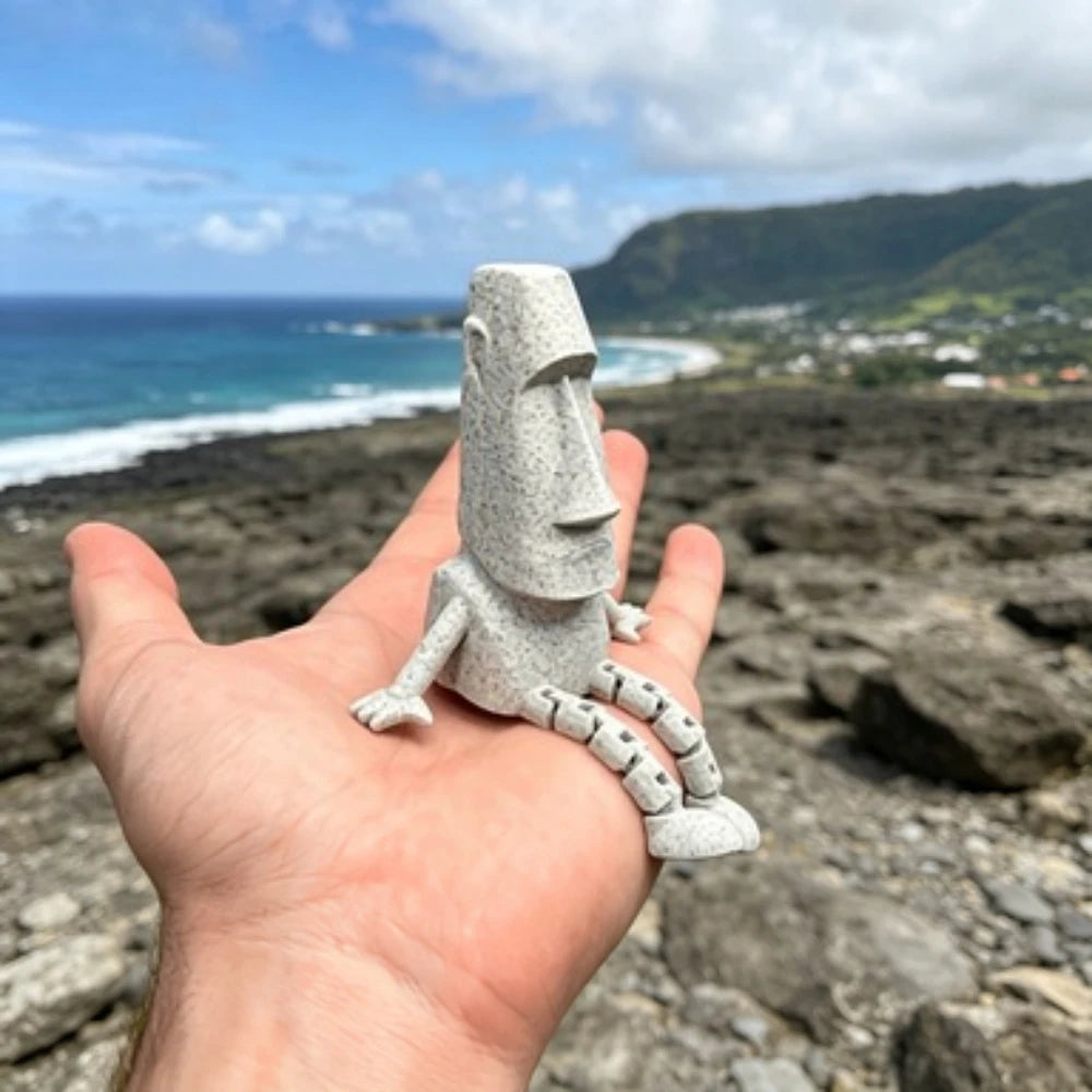 3D Printed Articulated Statue Easter Island Activity Joint Doll Fun Desktop Decoration Home Office Decoration Unique Ornament Oasis Select Default Title