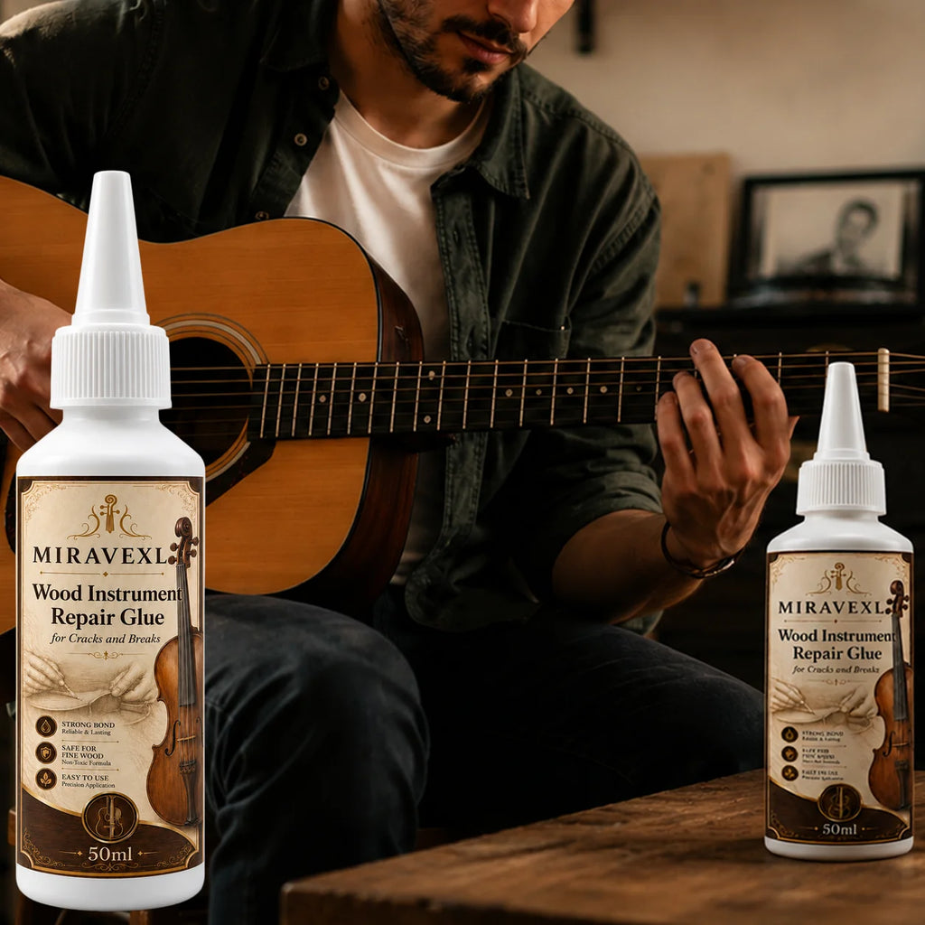 Wood Instrument Repair Glue 50ml Set Flat Brush Detail Brush for Guitar Violin Cello BridgeNeck Crack Fix Adhesive Kit Pack Pro Oasis Select