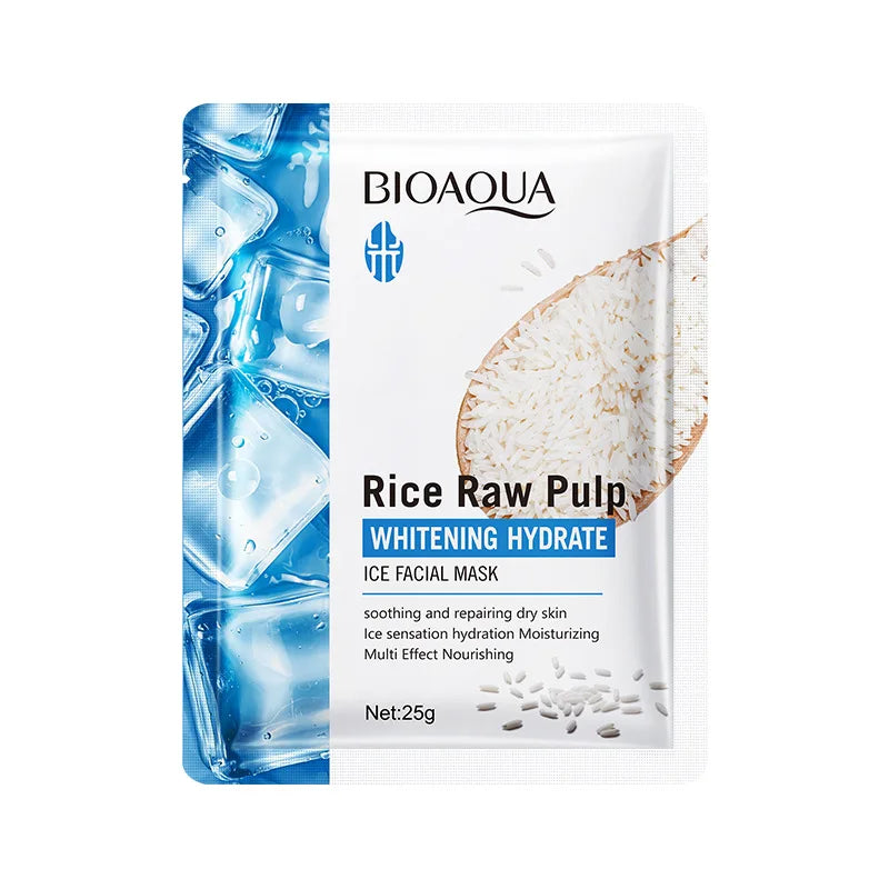 BIOAQUA Rice Raw Pulp Face Mask 5-Pack – Hydrating & Brightening Hydrating Sheet Mask Oasis Select