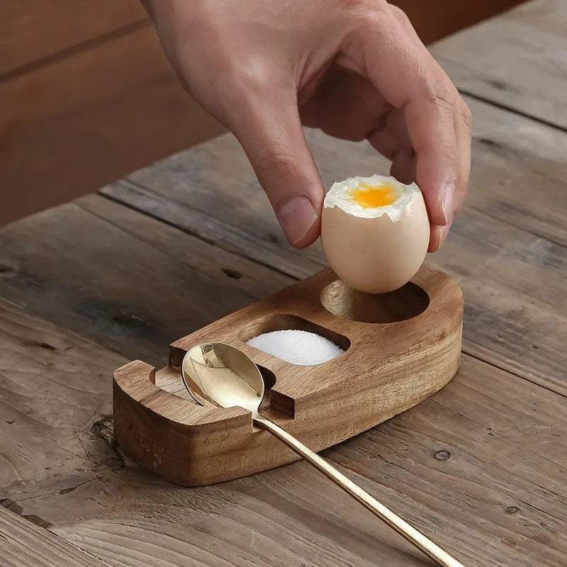 Multi-Function Wooden Egg Tray Handmade Creative Punch Cup Holder Eco-Friendly Simple Eggshell Cup Egg Holder Kitchen Accessorie Oasis Select
