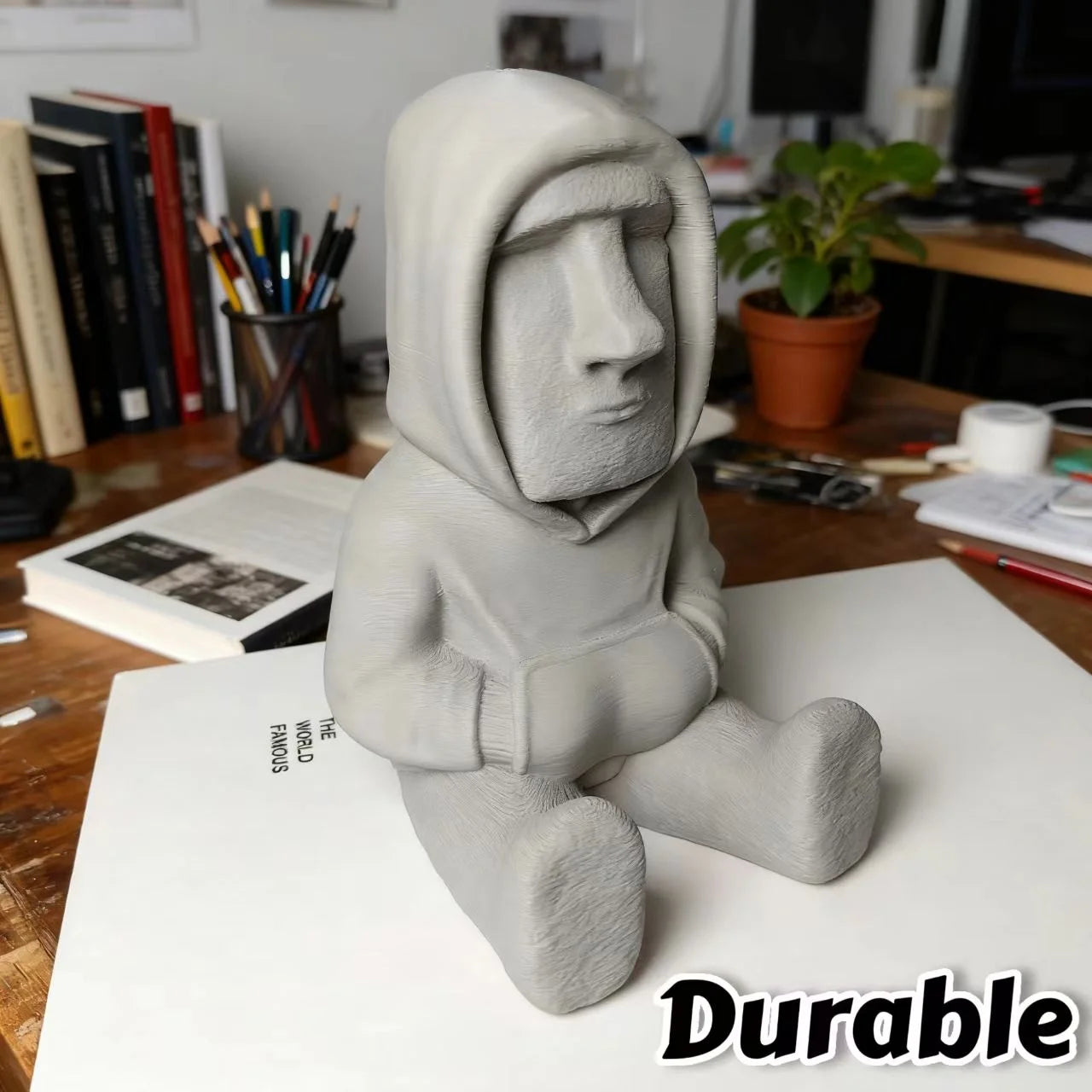 Easter Island Moai Statue- Authentic-Looking Polynesian Figurine Sculpture with Closed Hooded Sweater-like Tunic& Expressive Eye Oasis Select