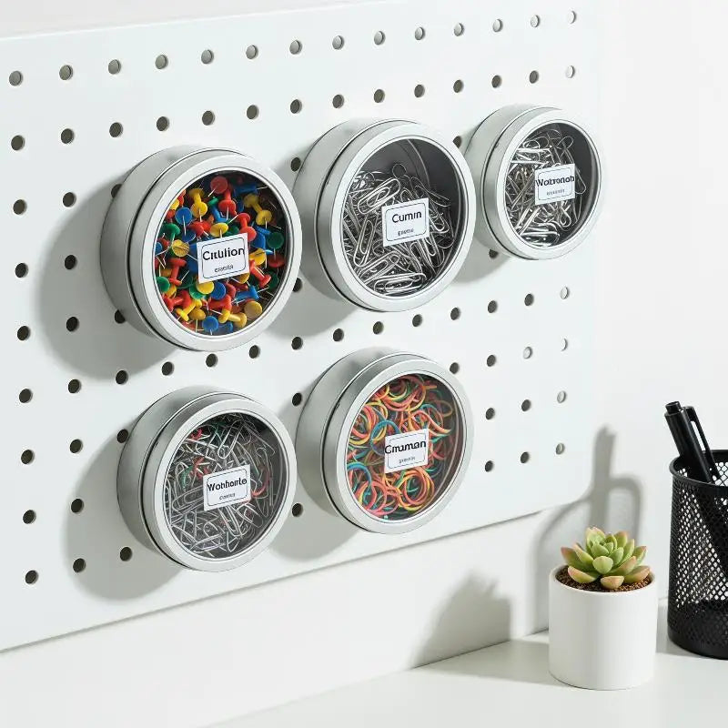 Magnetic Fridge Organiser Round Tin Box With Magnet Kitchen Spice Storage Box Home Office Organisers With Transparent Cover Oasis Select