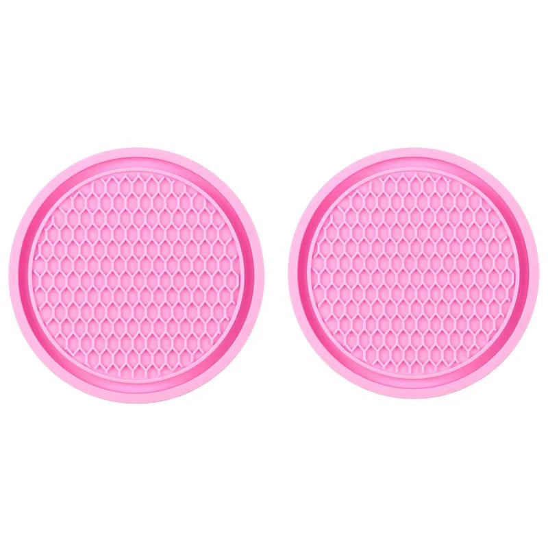 1/2 pcs/set black car auto cup holder anti slip insert coasters pads interior accessories universal fits perfectly for most cups Oasis Select 2PCS pink