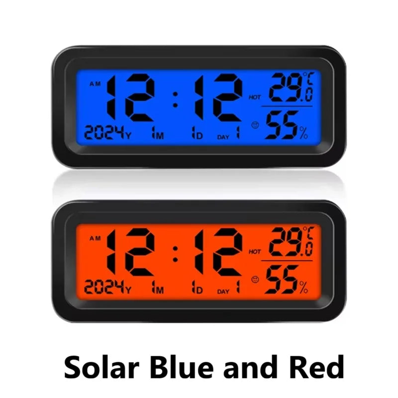 LCD Digital Solar/USB Car Clocks Power Dashboard Thermometer Automotive Electronic Temperature Humidity Gauge Automobiles Clock Oasis Select