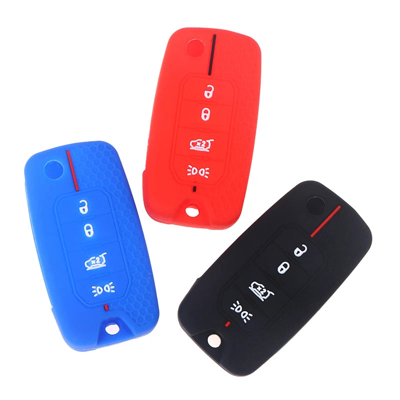 Silicone Key Shell Cover for Jeep Cherokee, Compass S, Renegade, Grand Commander, and ForJcuv Charger Oasis Select