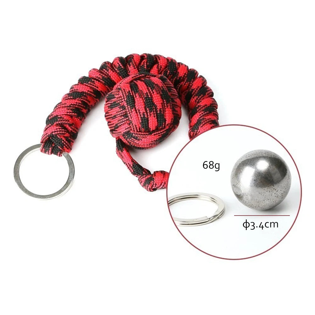 Monkey Fist Paracord Keychain with Steel Ball | EDC Survival