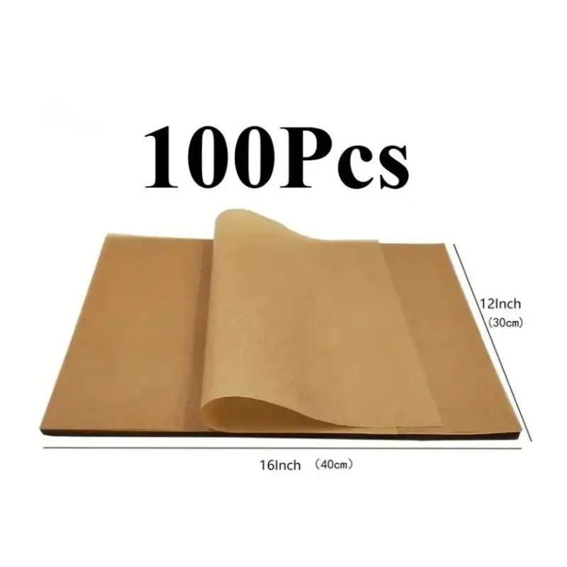 200Pcs Air Fryer Parchment Paper Burger Dessert Sandwich Wrapping Brown Wax Paper Kitchen Oven Paper Oasis Select 100pcs 30x40cm