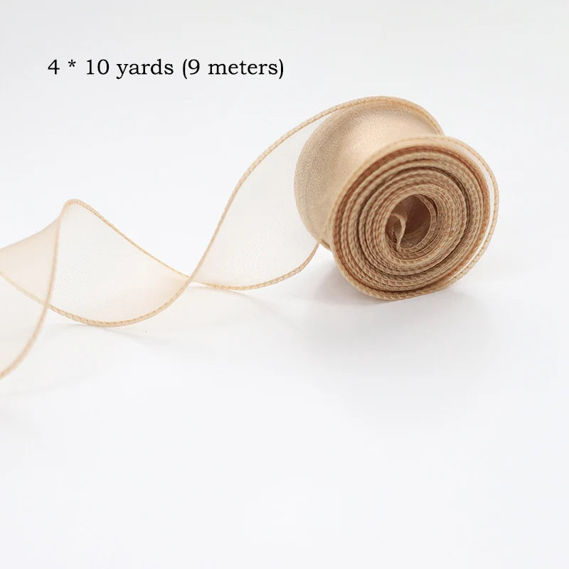 10yards Roll Silk Ribbon 40mm Satin Ribbon Organza Ribbons Gift Wrapping Handmade Wedding Birthday Party Decor Bow Diy Craft Oasis Select Gold 10Yards
