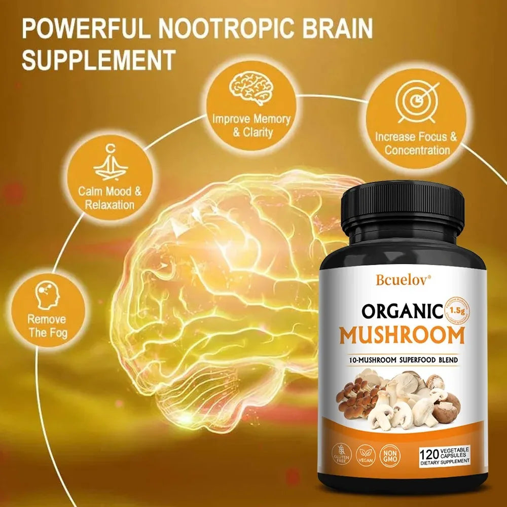 Mushroom Complex Capsules – Focus, Immunity & Memory Support