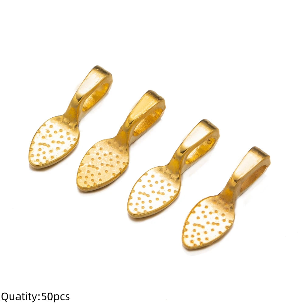 20 Spoon Glue-on Flat Pad Pendant Bail Oval Scrabble Linking Charm