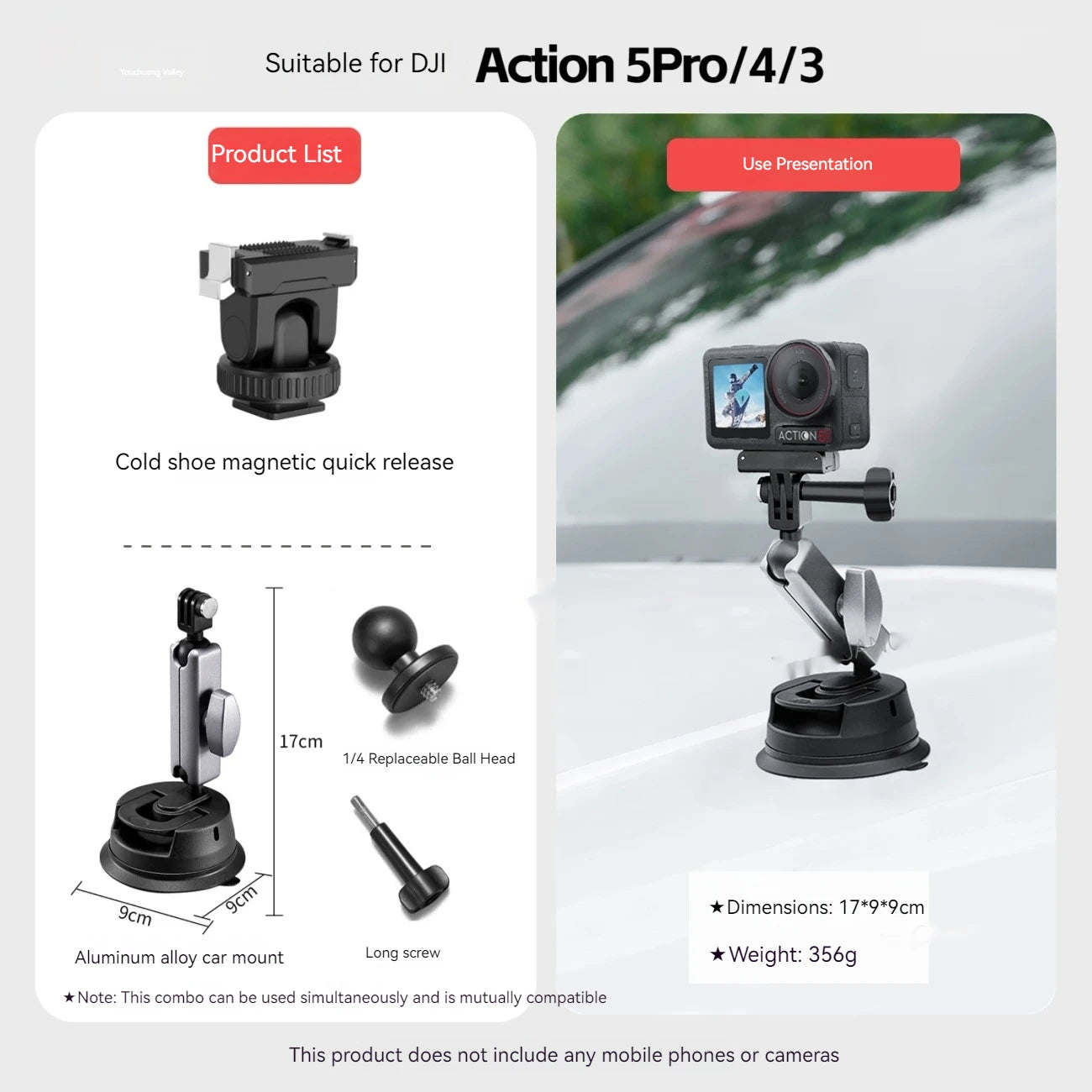 DJI Osmo Action 3/4/5 Pro Magnetic Quick Release Mount Adapter