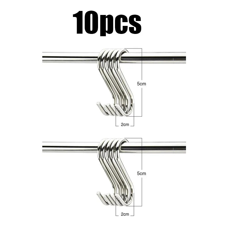 5/10/20/25pcs Stainless Steel S-Shape Hooks Multifunction Hanging Hook For Clothes Bags Towels Home Kitchen Storage Rack Holders Oasis Select 10pcs-S