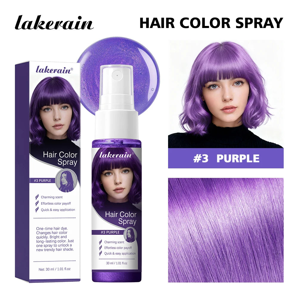 Hair Color Spray Disposable Hair Dye Spray DIY One-Time Hair Color Liquid Washable 8 Colors Party Temporary Hair Styling Spray Oasis Select Purple
