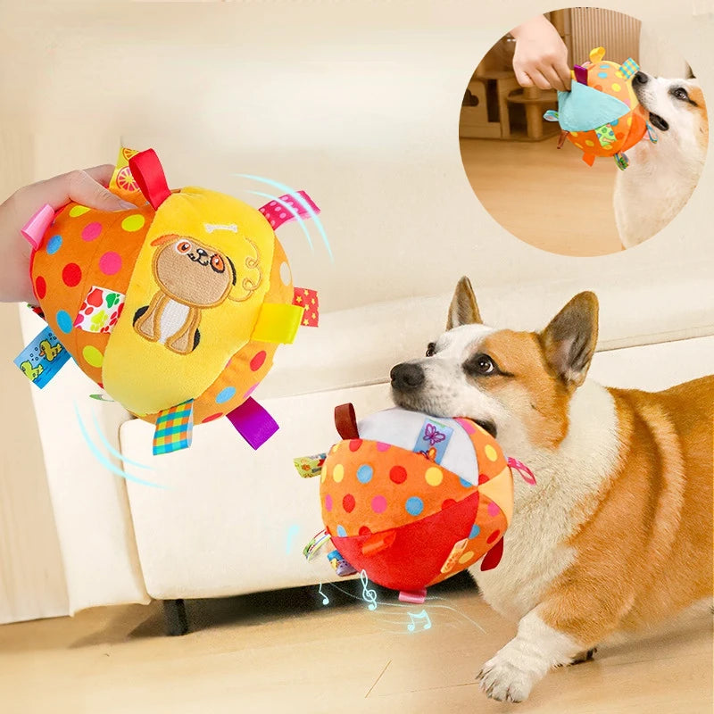 Interactive Plush Bell Ball Toy for Dogs – Chew, Play & Clean Dog Chew Ball Toy Oasis Select