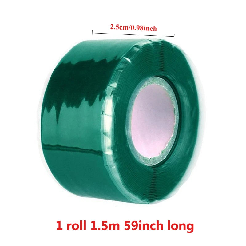 1.5m Super Strong Repair Tape Waterproof Leak Sealant for Pipe and Hose Emergency Fixes Sealed and Insulation Silicone Rubber Oasis Select green 25mm 1.5m