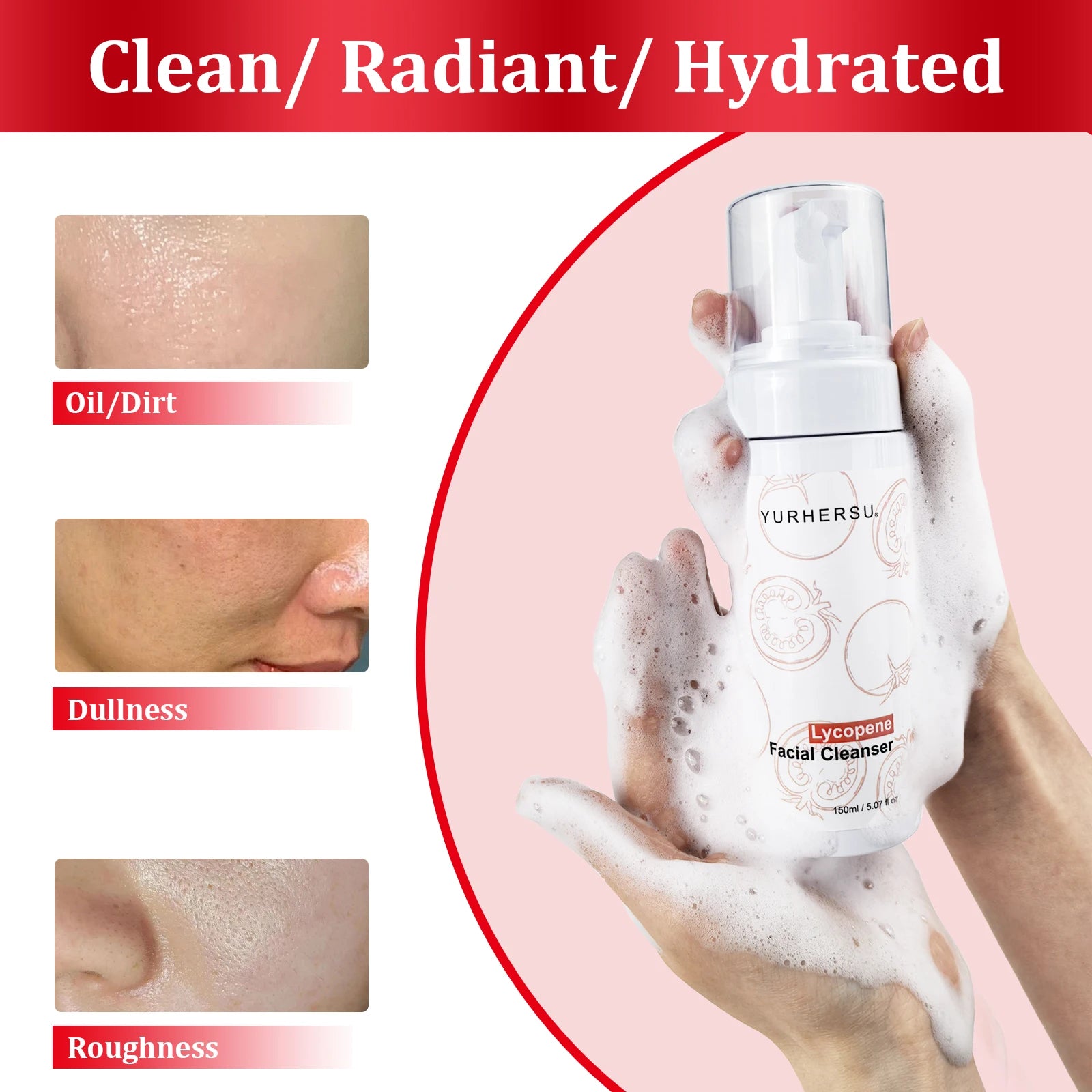 Tomato Cleansing Foam – Oil Control & Moisturizing Face Wash Facial Cleansing Foam Oasis Select