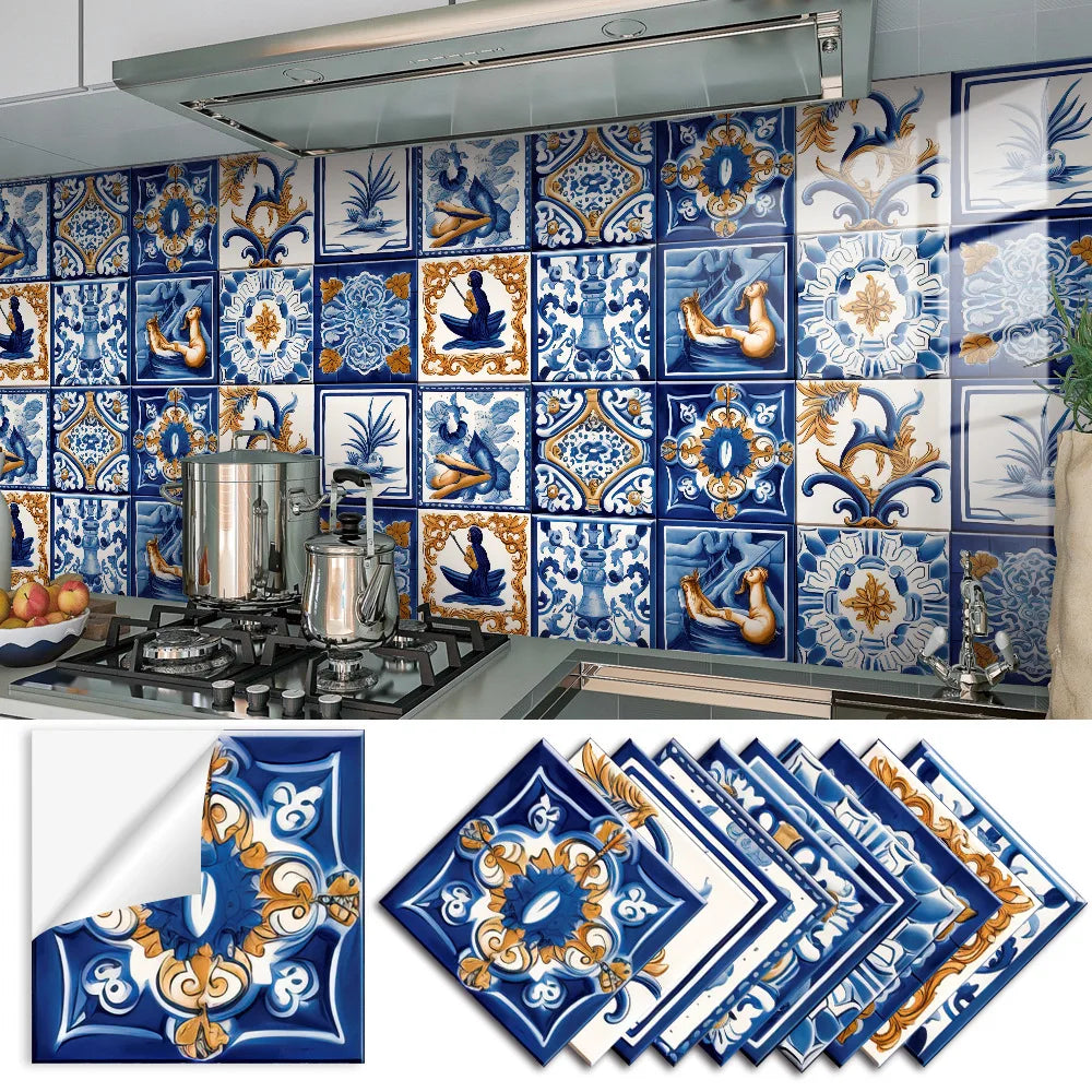 Home Decor Wall Stickers Kitchen Bathroom Refurbished Self-adhesive Paper Wall Stickers Wall Decoration Oasis Select TS349 10x10cm-10 pieces