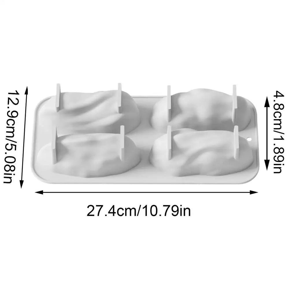 4-Cavity Easy Release Heat-Resistant Food-Grade Silicone Baking Molds Silicone Cake Molds for Chocolate Candy Dessert Home Oasis Select White