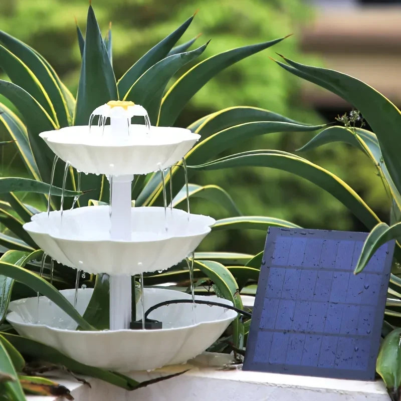 Solar Bird Bath Water Fountain Detachable DIY Water Landscaping Fountain For Bird Bathing Garden Decoration, Outdoor Bird Feeder Oasis Select